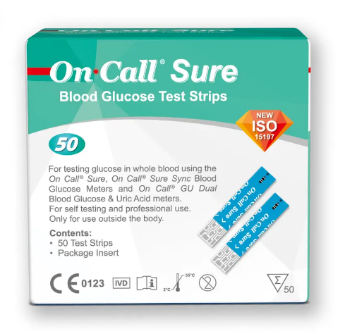 On Call Sure Blood Glucose Test Strips 50s